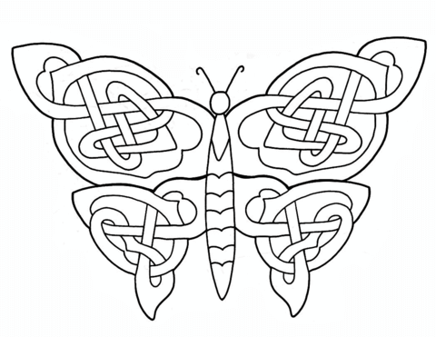 Celtic Butterfly Design Coloring Page